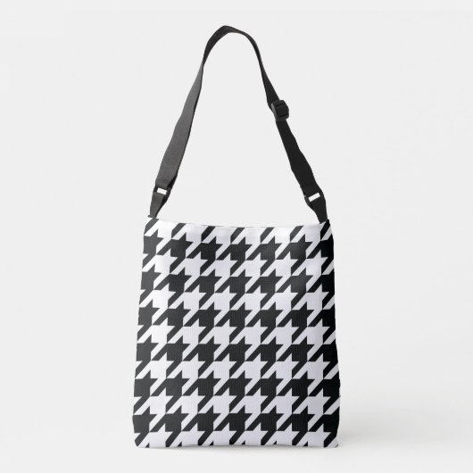 Houndstooth Pattern Black White Crossbody Tas (Achterkant)