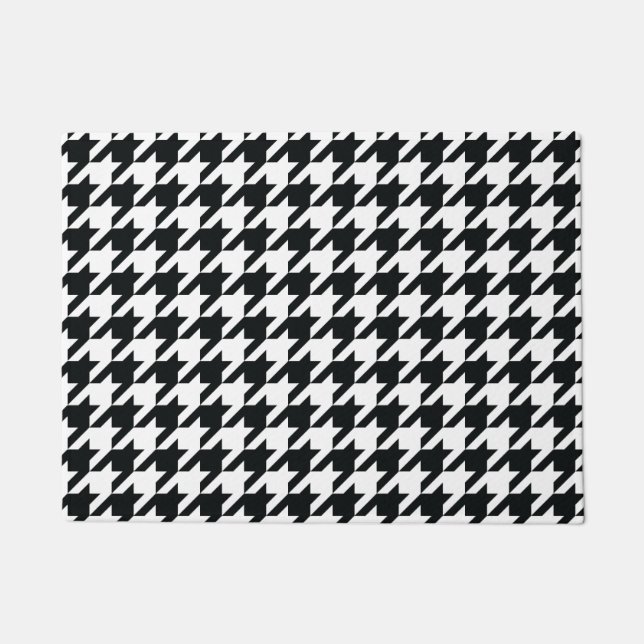 Houndstooth Pattern Black White Deurmat (Voorkant)