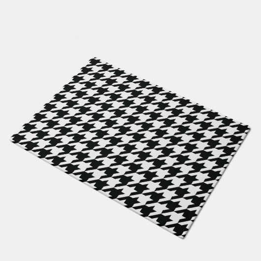 Houndstooth Pattern Black White Deurmat (Schuin)