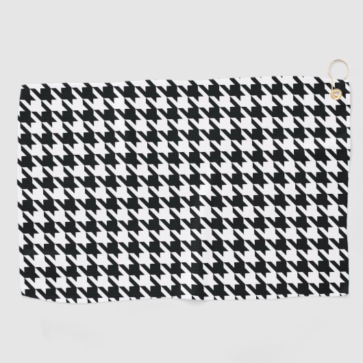 Houndstooth Pattern Black White Golfhanddoek (Horizontaal)