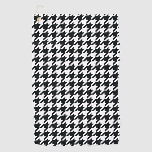 Houndstooth Pattern Black White Golfhanddoek (Voorkant)