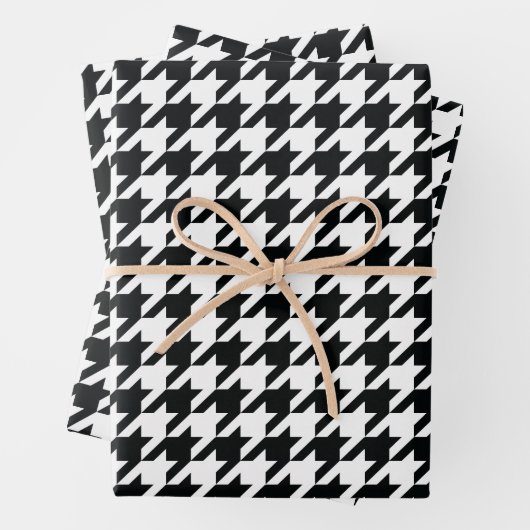 Houndstooth Pattern Black White Inpakpapier Vel (In situ)