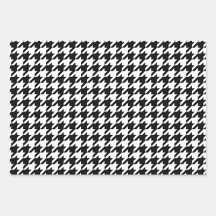 Houndstooth Pattern Black White Inpakpapier Vel