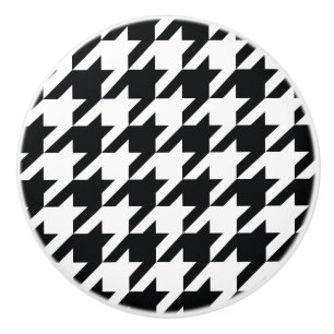 Houndstooth Pattern Black White Keramische Knop