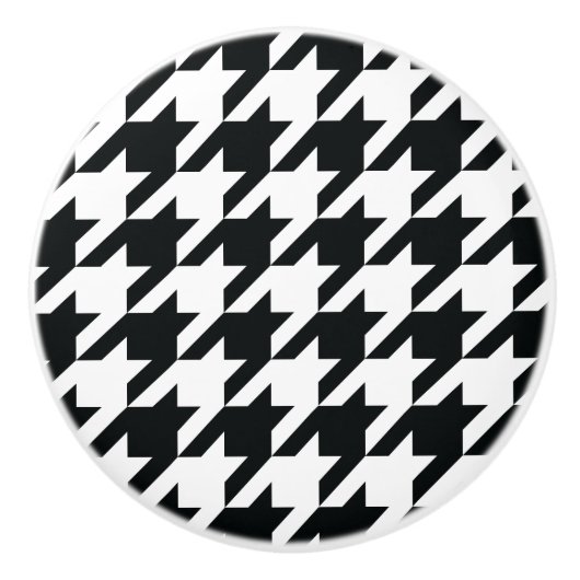 Houndstooth Pattern Black White Keramische Knop (Voorkant)