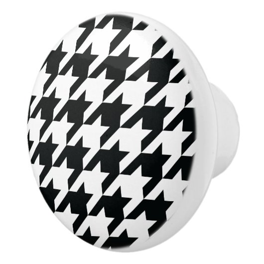 Houndstooth Pattern Black White Keramische Knop (Rechts)