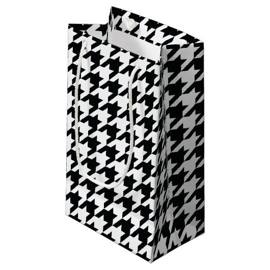 Houndstooth Pattern Black White Klein Cadeauzakje (Voorkant Gekanteld)