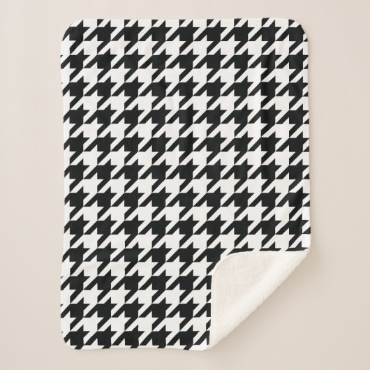 Houndstooth Pattern Black White Sherpa Deken (Voorkant)