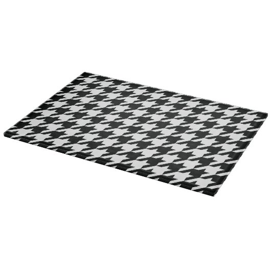 Houndstooth Pattern Black White Snijplank (Hoek)