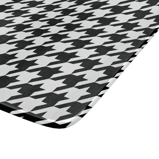 Houndstooth Pattern Black White Snijplank (Hoek)
