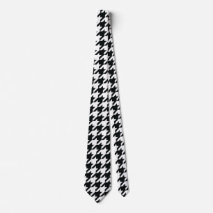 Houndstooth Pattern Black White Stropdas