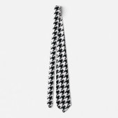 Houndstooth Pattern Black White Stropdas (Achterkant)