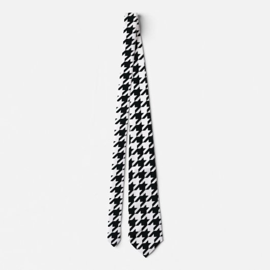 Houndstooth Pattern Black White Stropdas (Achterkant)