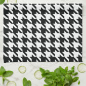 Houndstooth Pattern Black White Theedoek (Gevouwen)