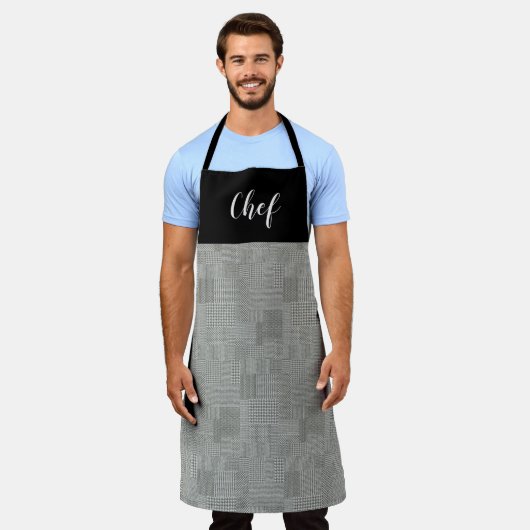 Houndstooth Pattern Chef Schort (Gedragen)