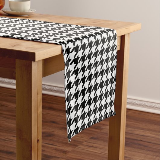 Houndstooth Pattern Custom Table Runner Korte Tafelloper (Voorbeeld)