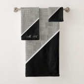 Houndstooth Pattern Elegant Monogram Bad Handdoek (Insitu)
