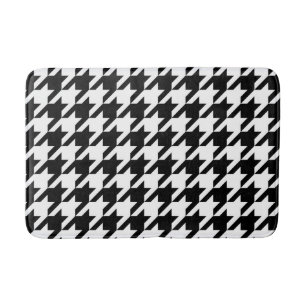 Houndstooth Pattern in Black and White Badmat