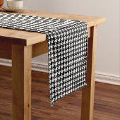 Houndstooth Pattern in Black and White Korte Tafelloper (Voorbeeld)