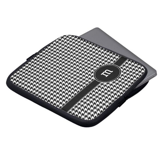 Houndstooth Pattern met Monogram Laptop Sleeve (Voorkant top)