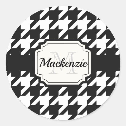 Houndstooth Pattern Ronde Sticker (Voorkant)