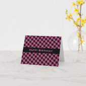 Houndstooth Patterned Birthday Kaart (Gele Bloem)