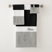 Houndstooth Patterned KerstTree Monogramed Bad Handdoek (Insitu)