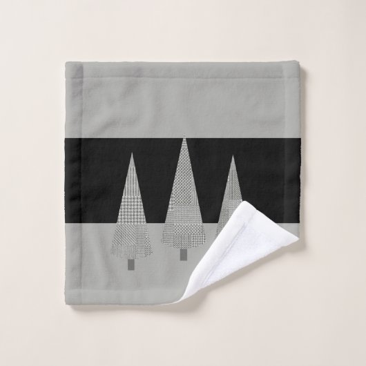 Houndstooth Patterned KerstTree Monogramed Bad Handdoek (Wasdoekje)