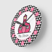 Houndstooth persoonlijke klok voor leraren (Hoek)