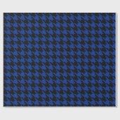 Houndstooth Pied de Poule Black Blue Cadeaupapier (Vlak)