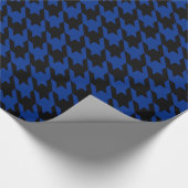Houndstooth Pied de Poule Black Blue Cadeaupapier (Hoek)