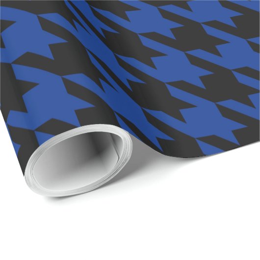 Houndstooth Pied de Poule Black Blue Cadeaupapier (Rol Hoek)