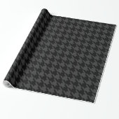 Houndstooth Pied de Poule Black Charcoal Grey Cadeaupapier (Uitgerold)