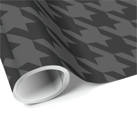 Houndstooth Pied de Poule Black Charcoal Grey Cadeaupapier (Rol Hoek)
