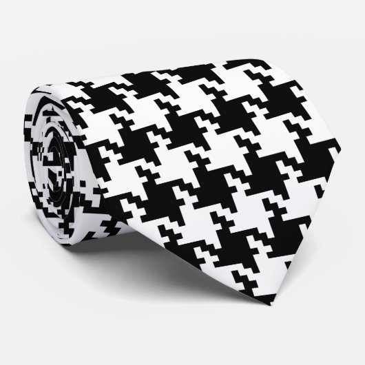 Houndstooth Pied-de-Poule Pattern Mod Stropdas (Opgerold)