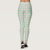 Houndstooth Pied de Poule Pattern Pink Green Leggings (Achterkant)