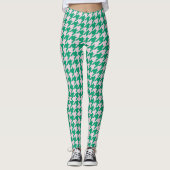 Houndstooth Pied de Poule Pattern Pink Green Leggings (Voorkant)
