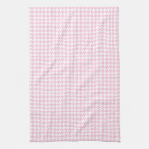 Houndstooth Pink en White Theedoek