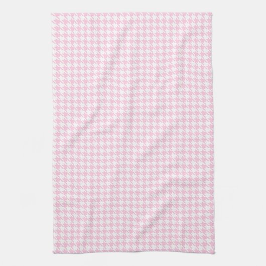 Houndstooth Pink en White Theedoek (Verticaal)