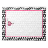 Houndstooth & Pink-leraar Notitieblok (Voorkant)