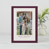 Houndstooth plum Christmas fotocardas Feestdagenkaart (Staand voorkant)