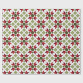 Houndstooth Poinsettia Quilt Design Cadeaupapier (Vlak)