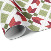 Houndstooth Poinsettia Quilt Design Cadeaupapier (Rol Hoek)