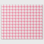 Houndstooth Preppy roze en wit patroon Cadeaupapier (Vlak)