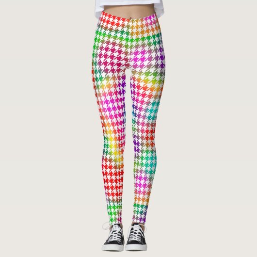 Houndstooth Psychedelic Pattern Leggings (Voorkant)