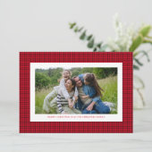 Houndstooth red lijst Kerstmis Feestdagenkaart (Staand voorkant)