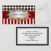 Houndstooth Red Wht Stripe, Red Ribbon, Gold Label (Voorkant / Achterkant)