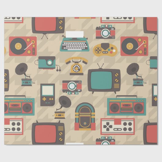 Houndstooth retro nostalgie jukebox cadeaupapier (Vlak)