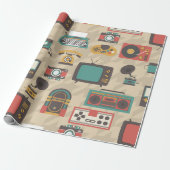 Houndstooth retro nostalgie jukebox cadeaupapier (Uitgerold)