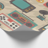 Houndstooth retro nostalgie jukebox cadeaupapier (Hoek)